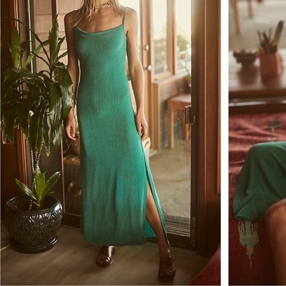 Free People Dress Women's Medium Intimately Bare It All Bodycon Slip Turquoise - Picture 10 of 14